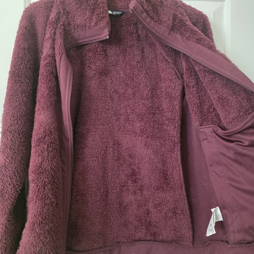The North Face Furry Fleece Full Zip Jacket M Burgundy Red - Picture 12 of 12